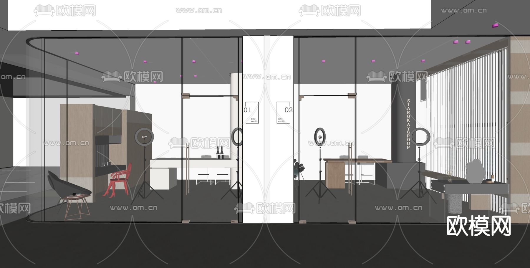 网红直播间su模型下载（渲染图4）