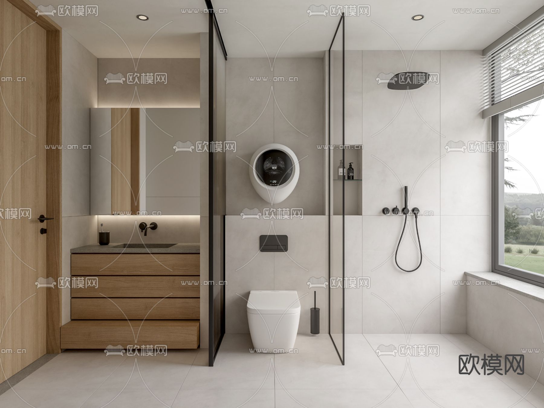 现代卫生间 浴室su模型下载（渲染图1）