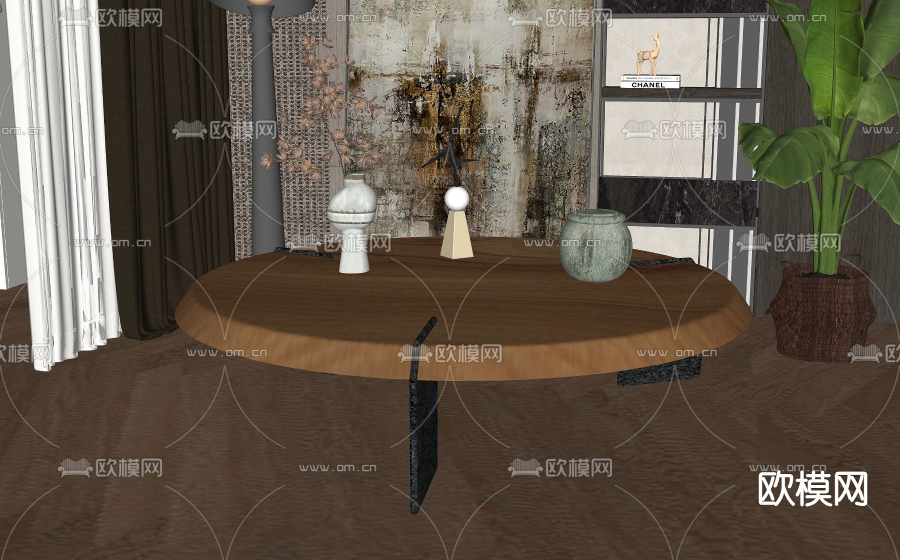 现代茶几su模型下载（渲染图2）