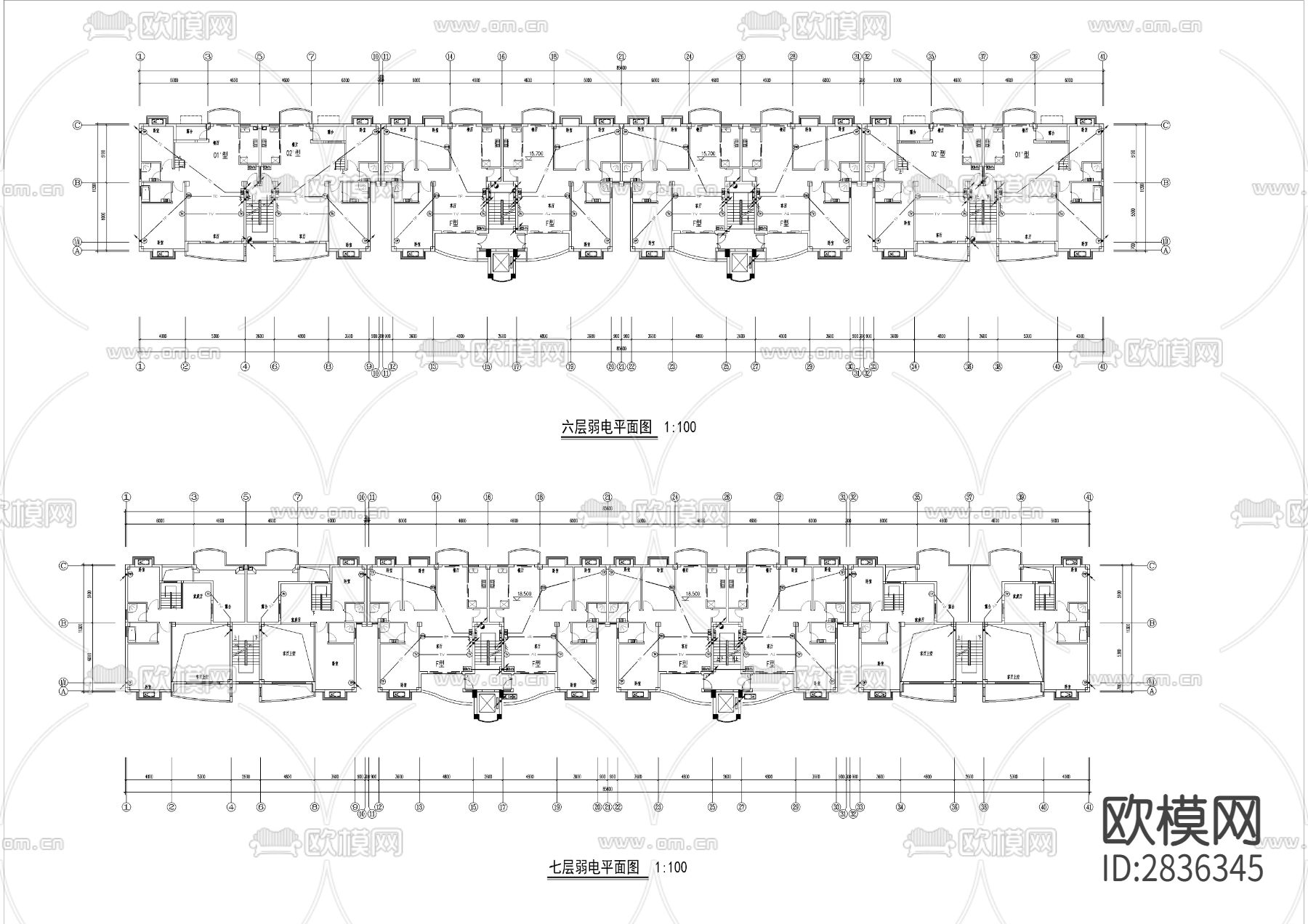 11+1层住宅电施cad施工图下载（渲染图10）
