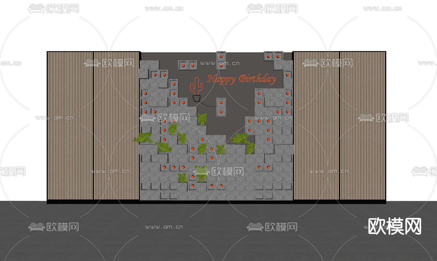 隔断墙 植物墙 造型墙su模型下载（渲染图1）