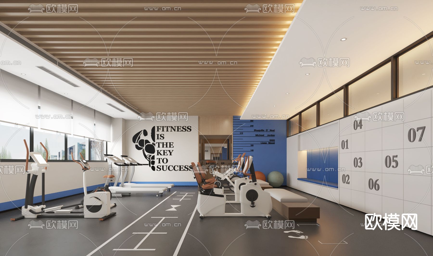 活动室 健身房su模型下载（渲染图1）