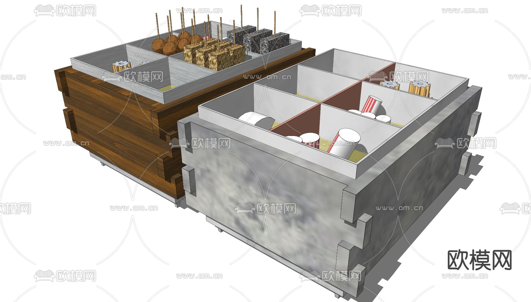 关东煮 麻辣烫 美食食物su模型下载（渲染图2）