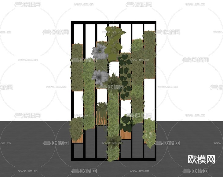 植物墙 隔断 苔藓墙su模型下载(渲染图1)
