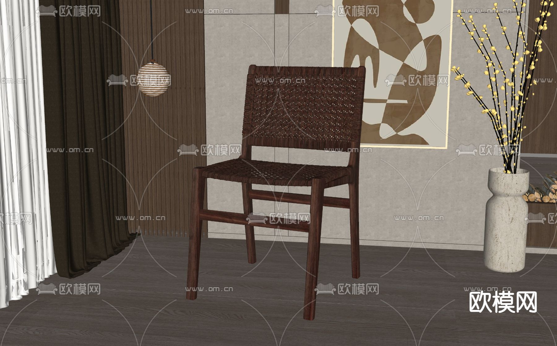 现代餐椅su模型下载（渲染图2）