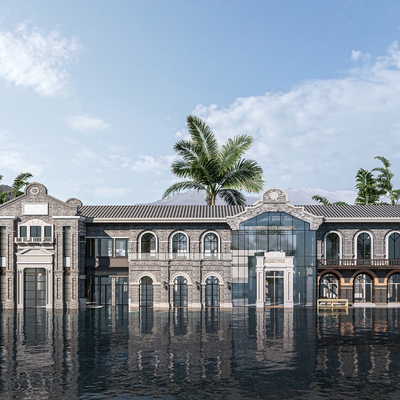  民国风商业街 风情街su模型 