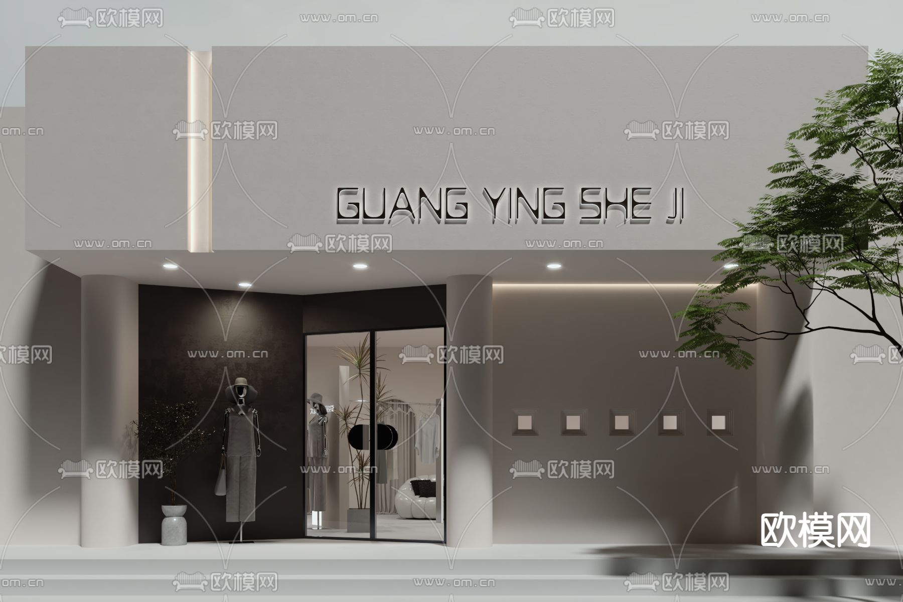 服装店门头 门面3d模型下载