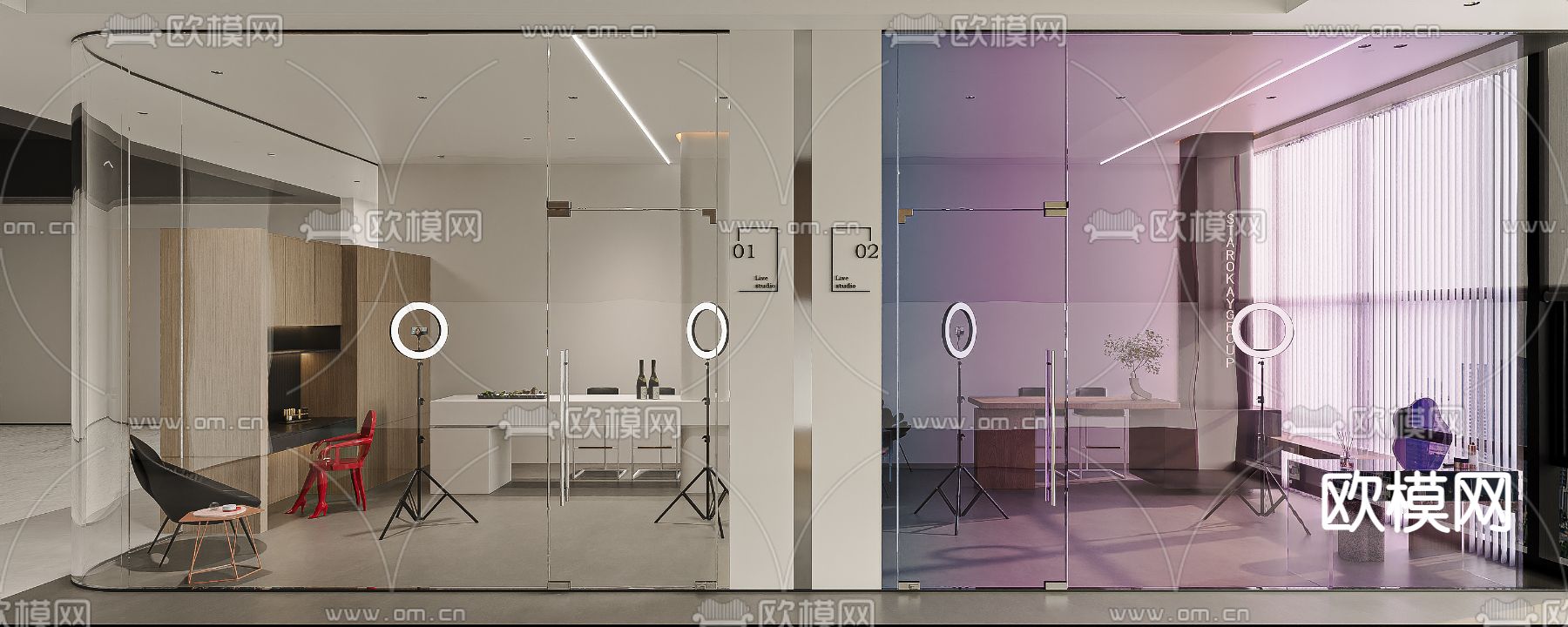 网红直播间su模型下载（渲染图2）