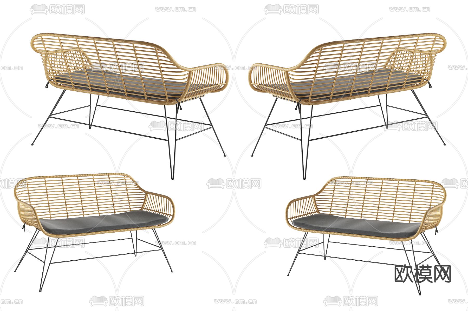 户外沙发 藤编沙发3d模型下载