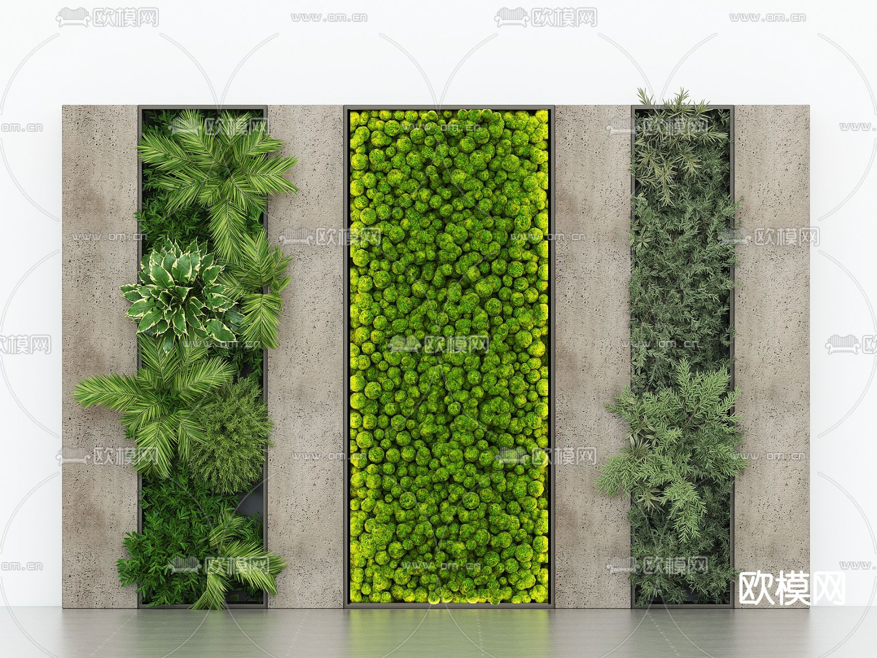 苔藓墙 植物墙 造型墙su模型下载（渲染图2）