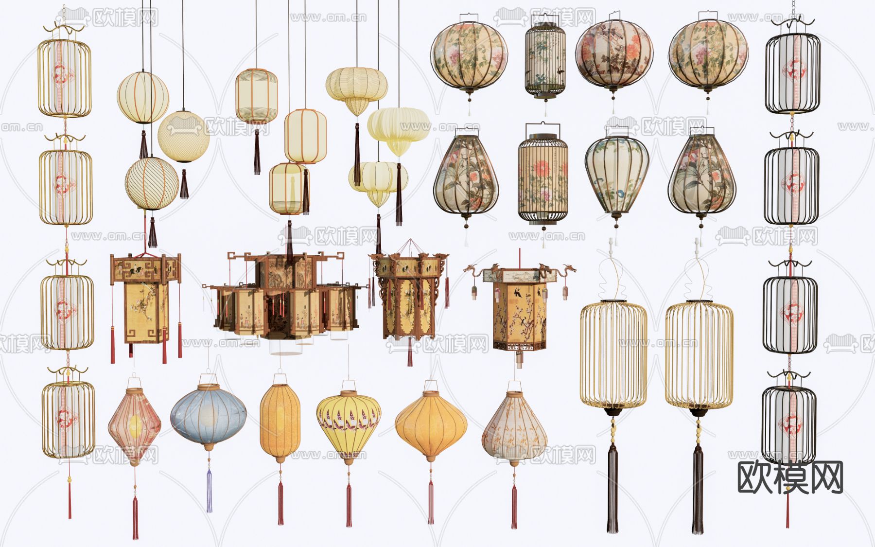 新中式灯笼 花灯 节庆灯 装饰灯su模型下载（渲染图1）