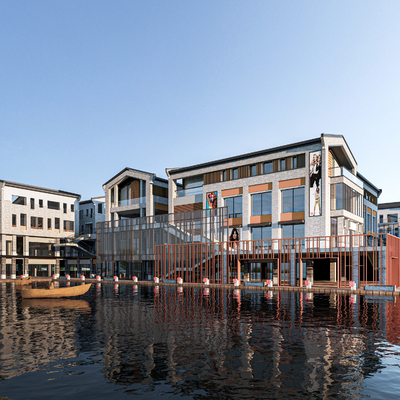  新中式商业街 风情街su模型 