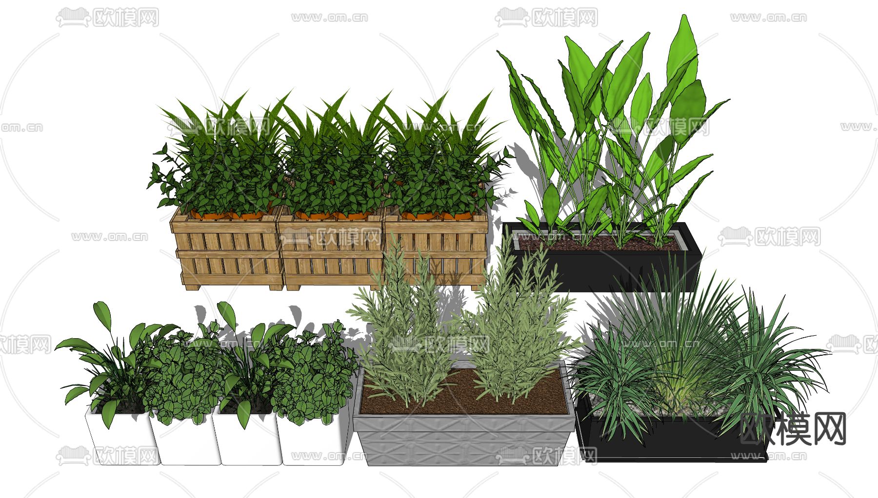 户外花坛 花箱su模型下载（渲染图1）