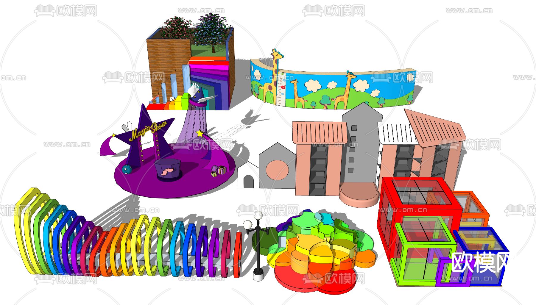 儿童美陈 游乐设备su模型下载（渲染图1）