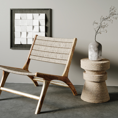  侘寂风休闲椅 躺椅su模型 