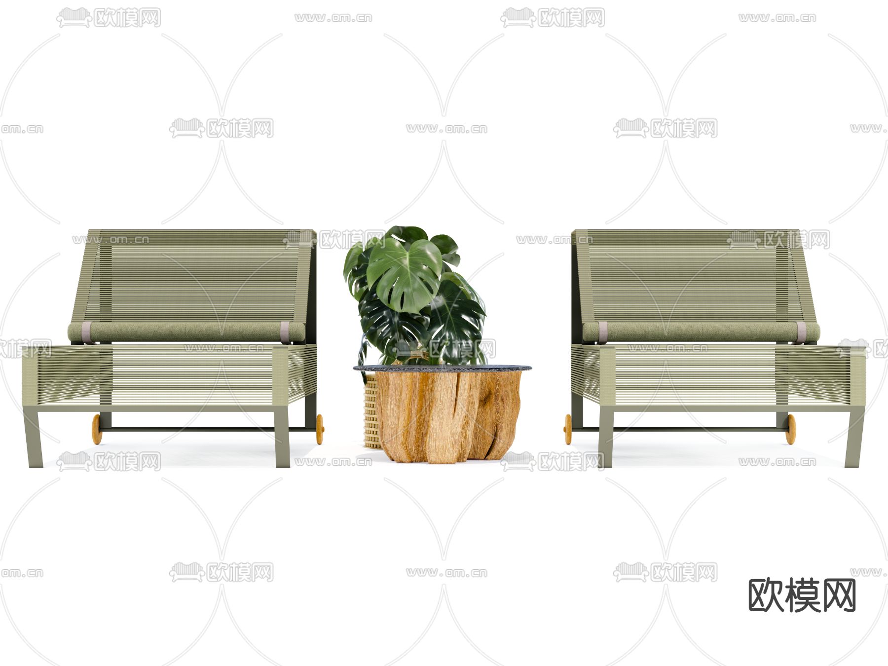 户外椅 躺椅su模型下载（渲染图2）