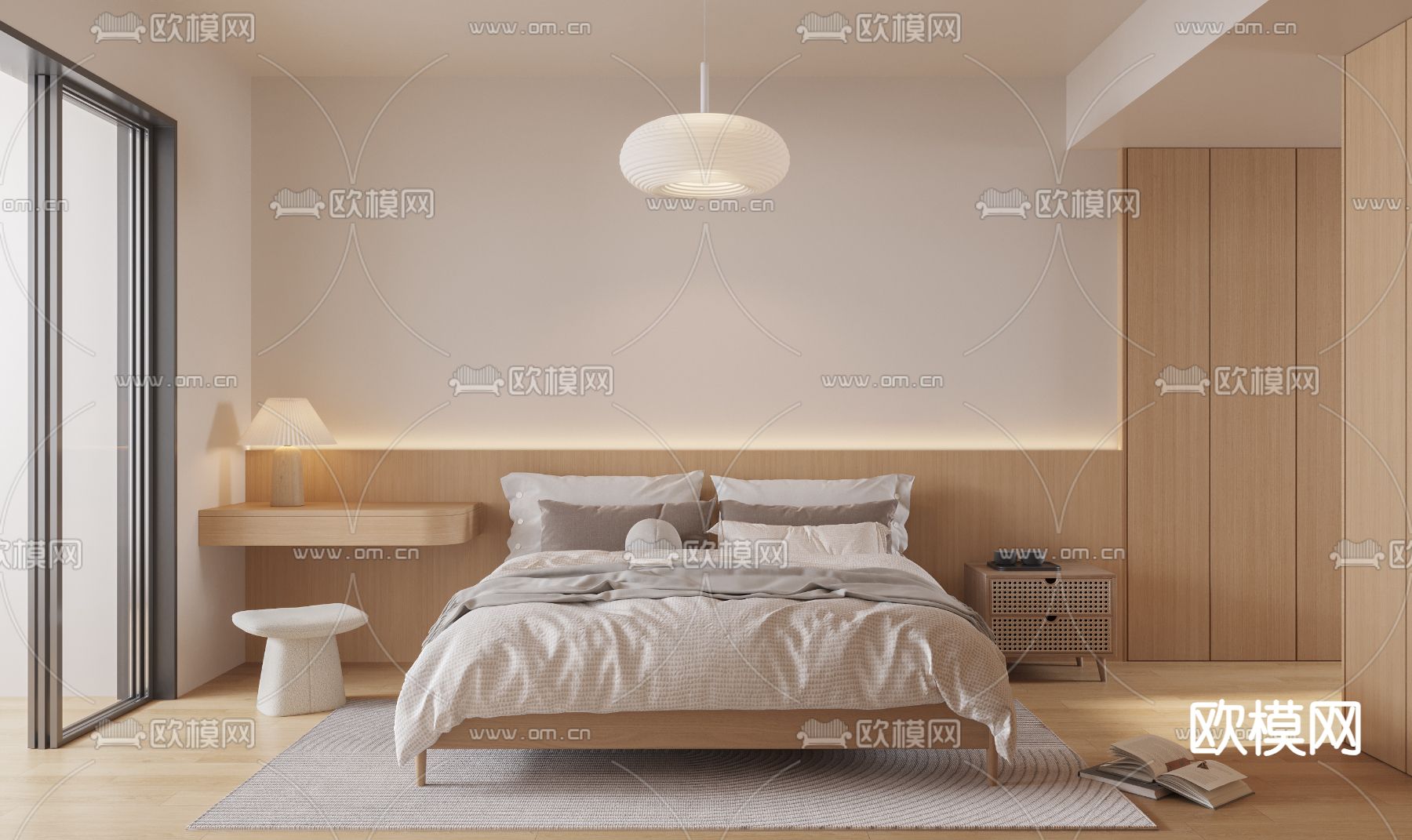 北欧卧室 主卧3d模型下载