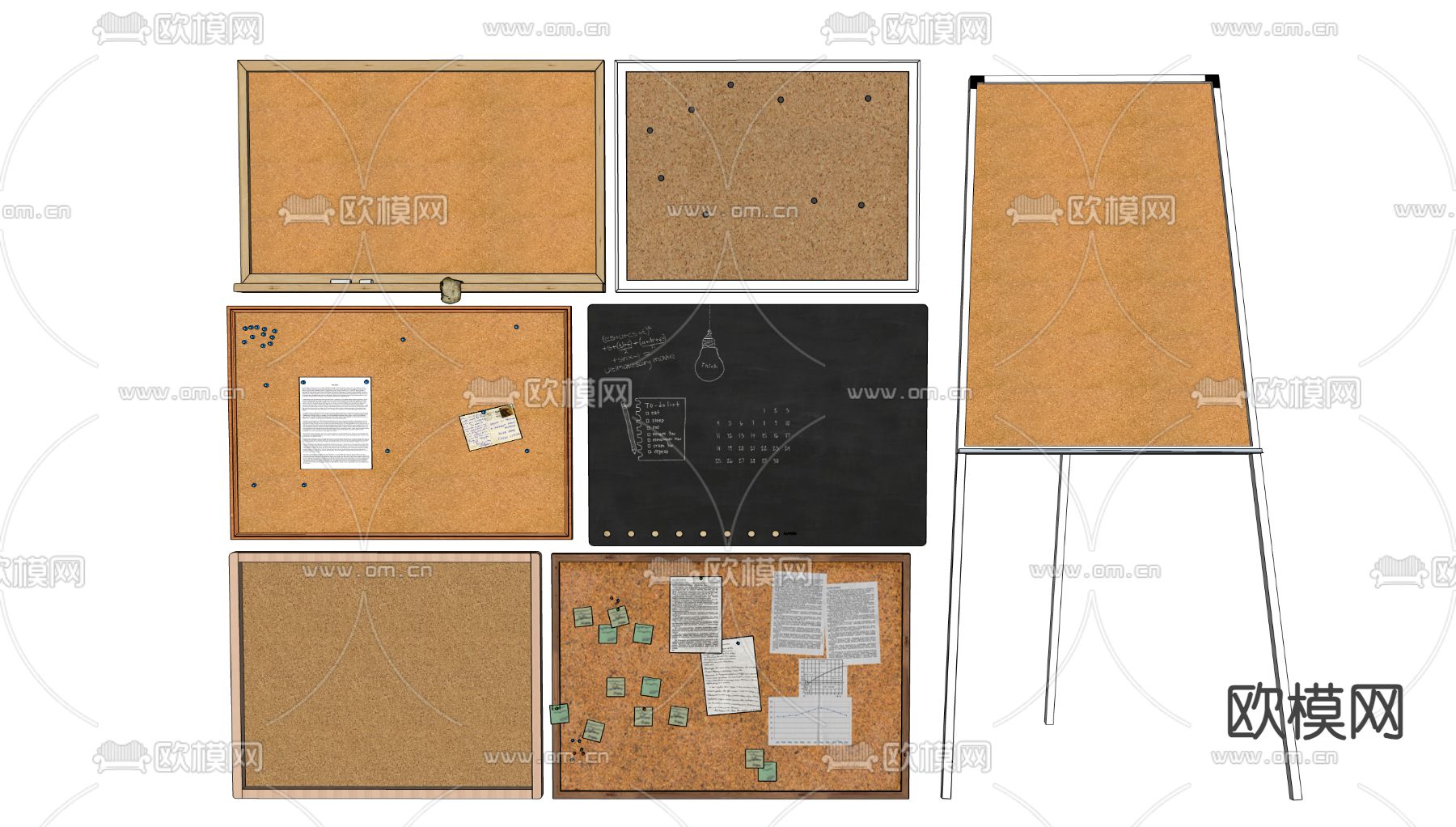 毛毡木板 记事黑板su模型下载（渲染图1）