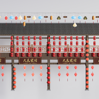  新中式灯笼 花灯 节庆灯 装饰灯su模型 