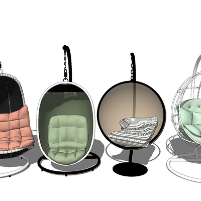  吊椅 摇椅 秋千椅su模型 