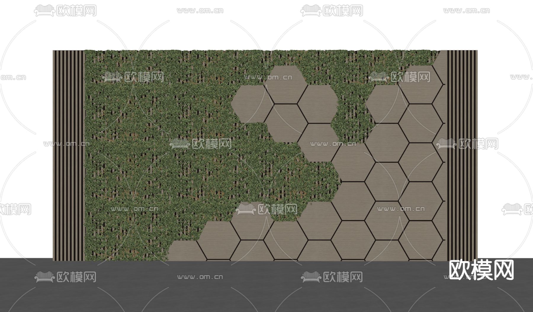 绿植墙 植物墙 造景墙su模型下载（渲染图2）