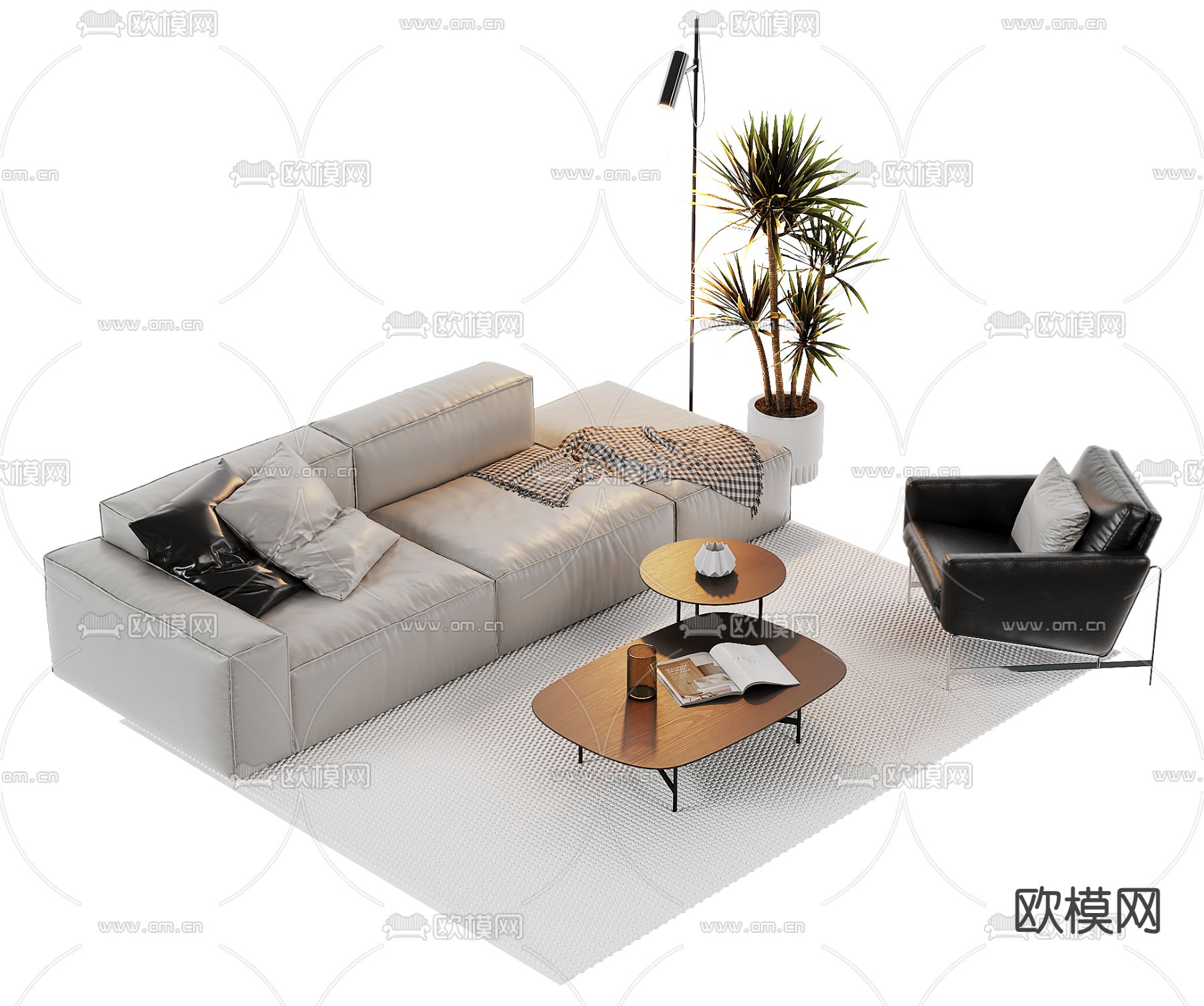 现代组合沙发3d模型下载