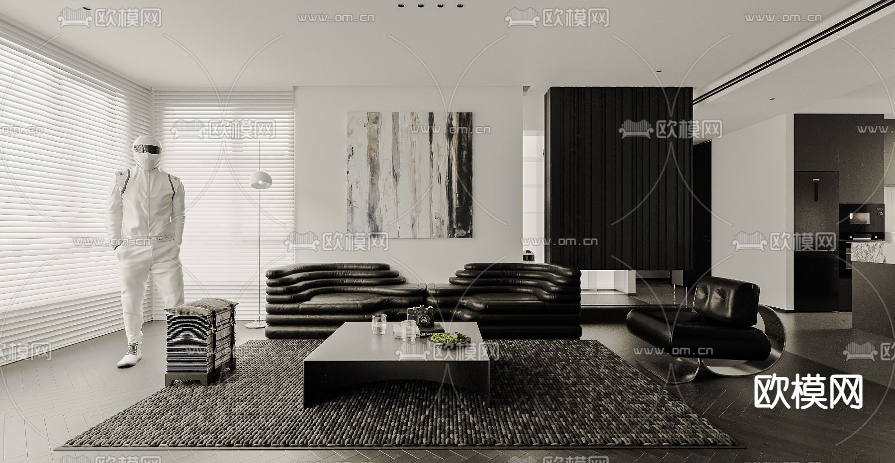 暗黑风客餐厅su模型下载（渲染图1）