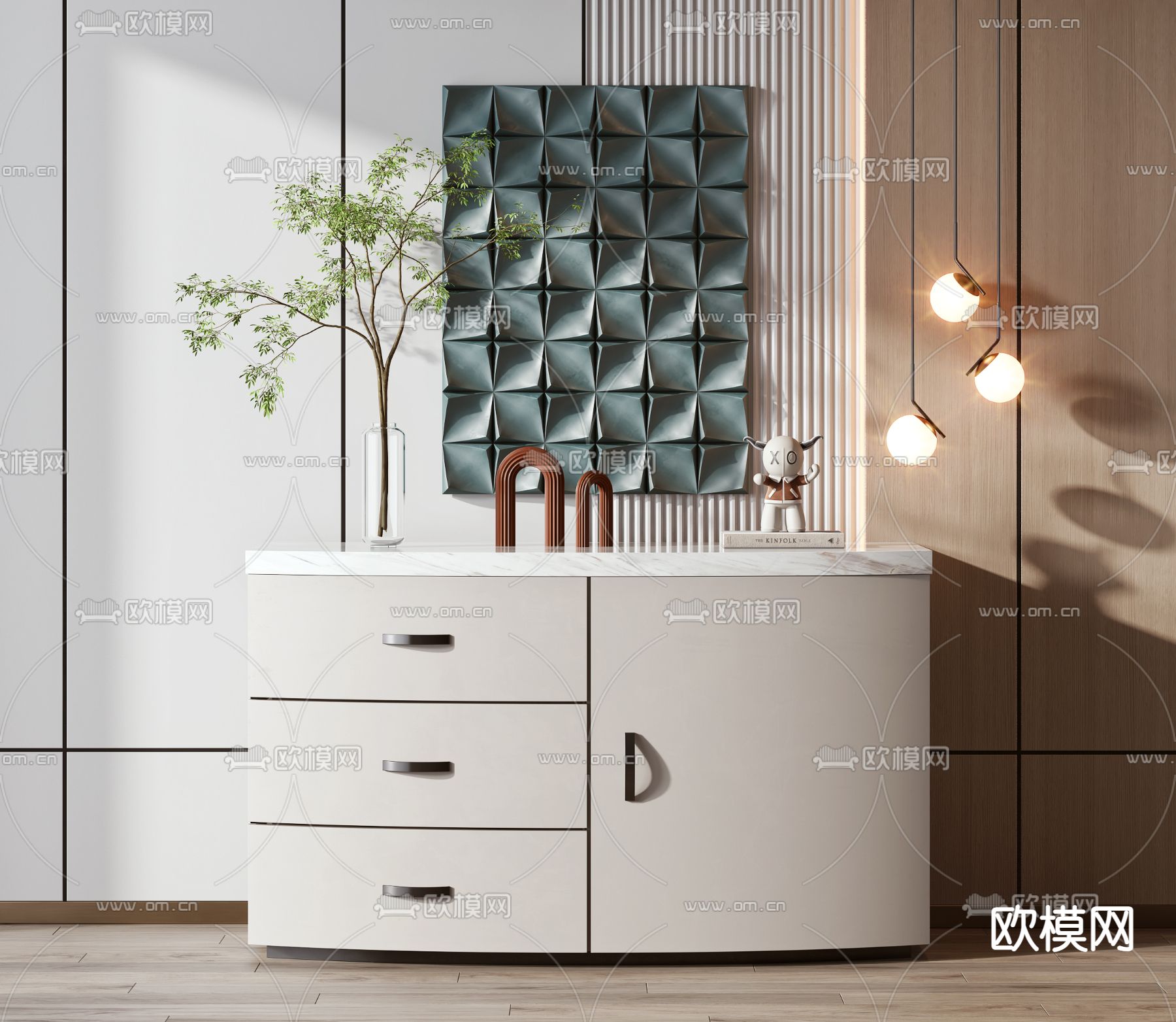 现代斗柜 边柜3d模型下载