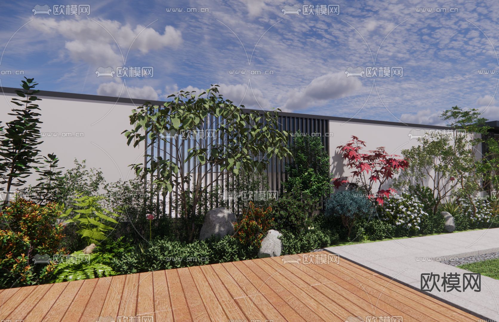 灌木 花镜绿植堆su模型下载（渲染图1）