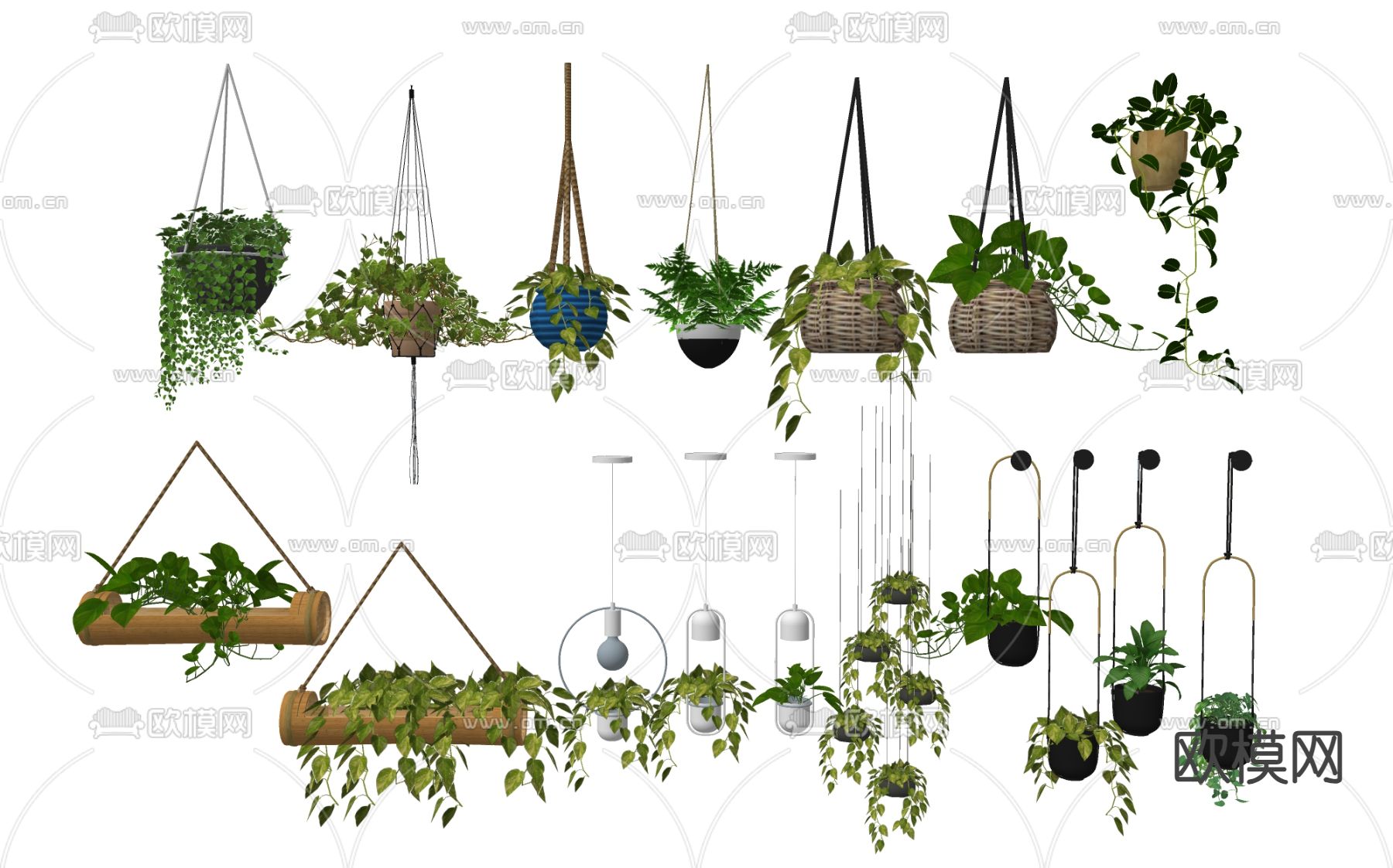绿植吊篮 吊兰su模型下载