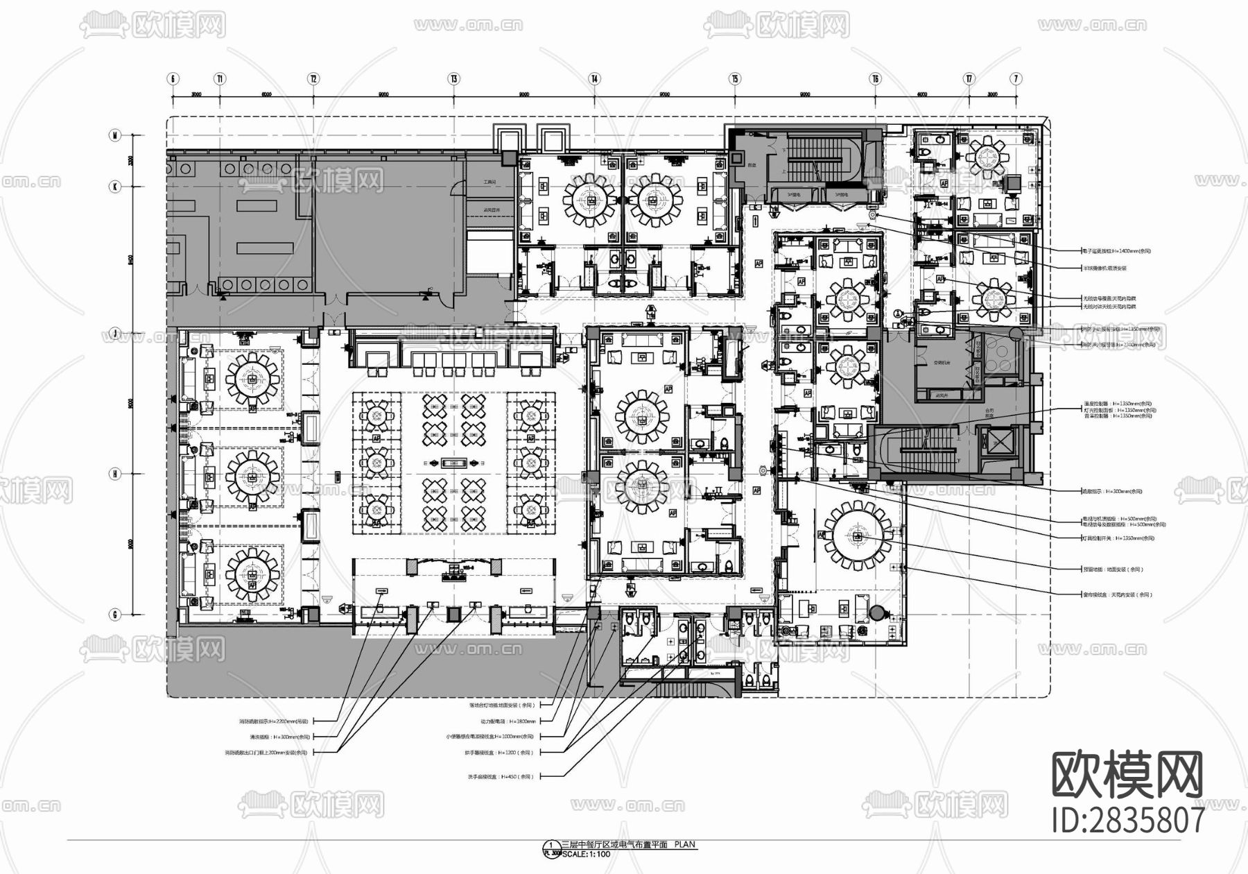 1300㎡中餐厅室内 餐饮 餐厅 中餐厅 特色餐厅cad施工图下载（渲染图4）