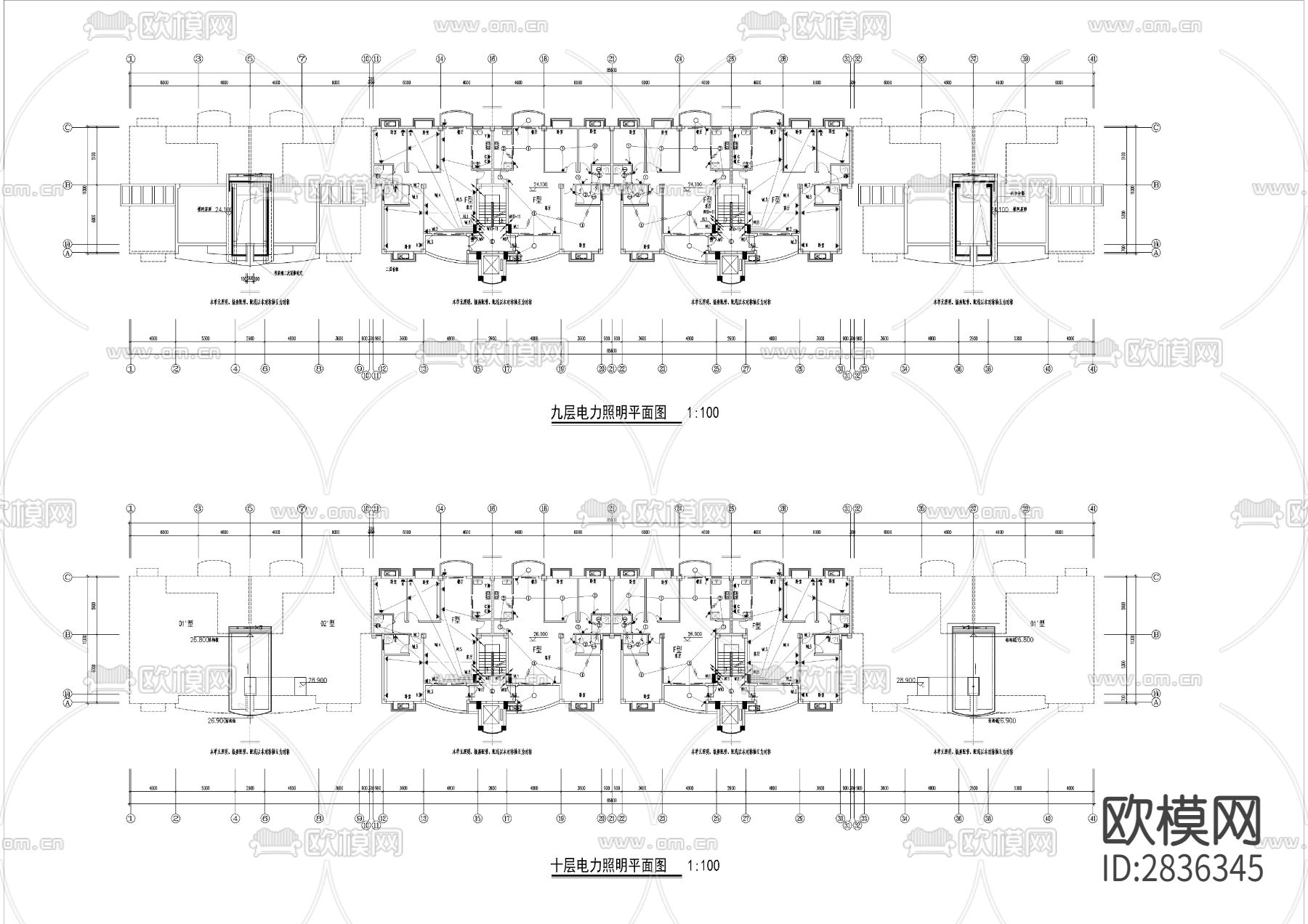 11+1层住宅电施cad施工图下载（渲染图4）