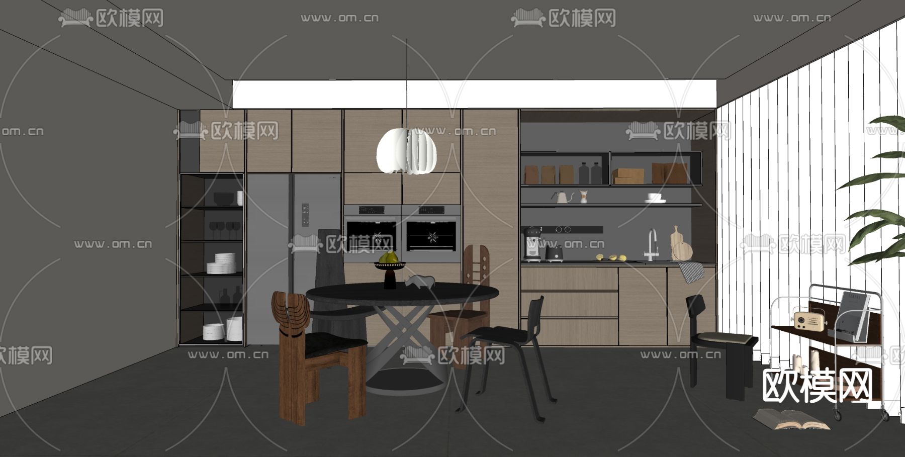 侘寂风厨房su模型下载（渲染图2）