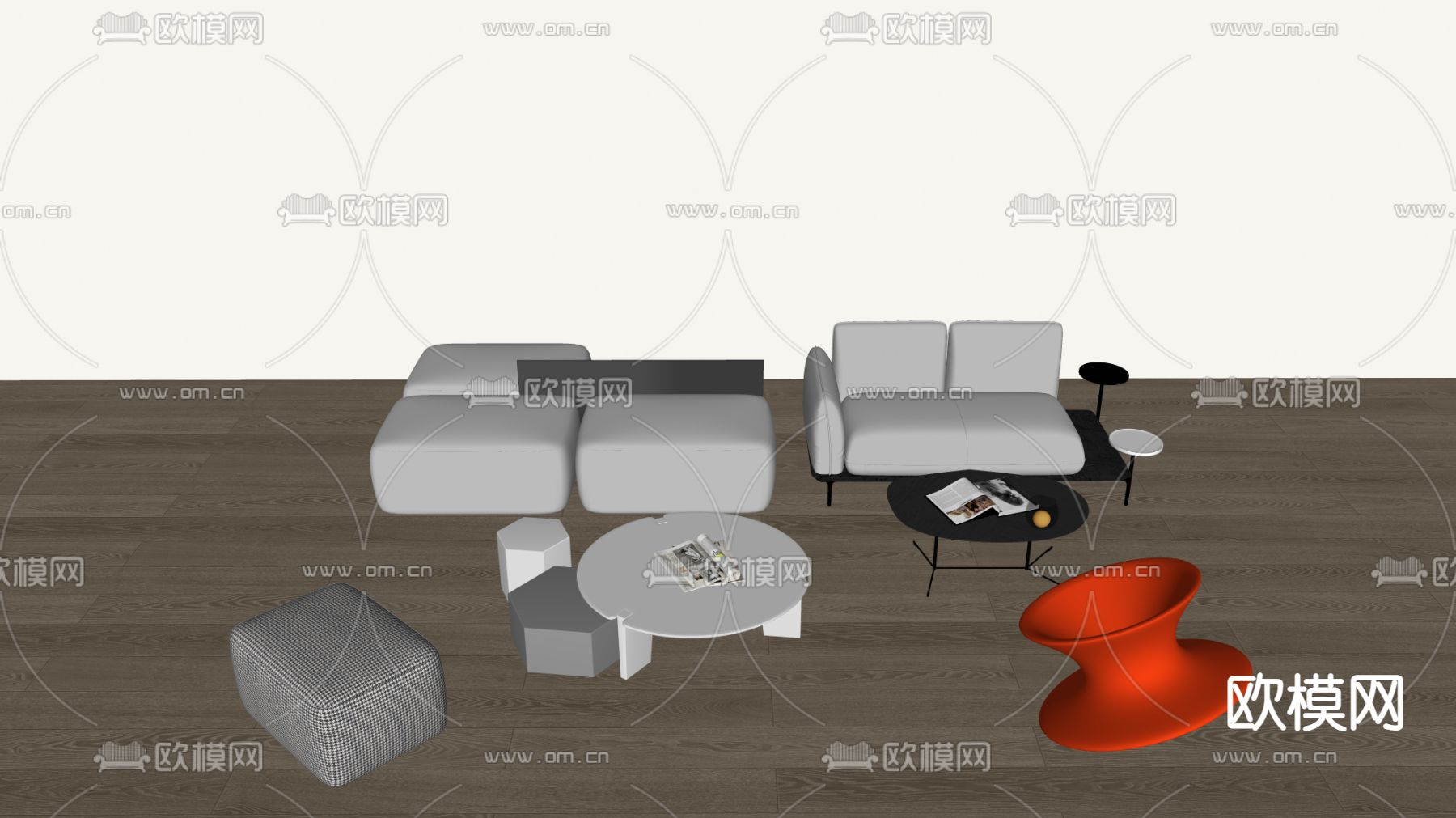 现代休闲沙发su模型下载（渲染图2）