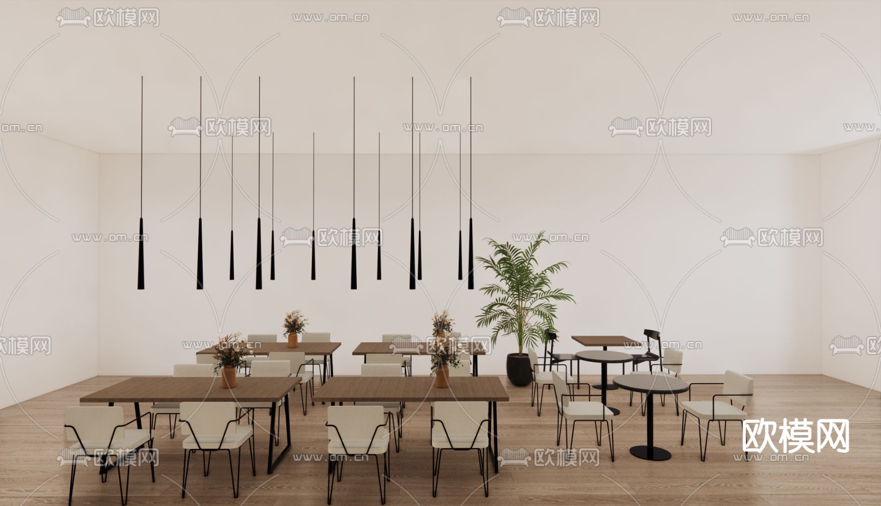 员工餐厅 食堂su模型下载（渲染图1）