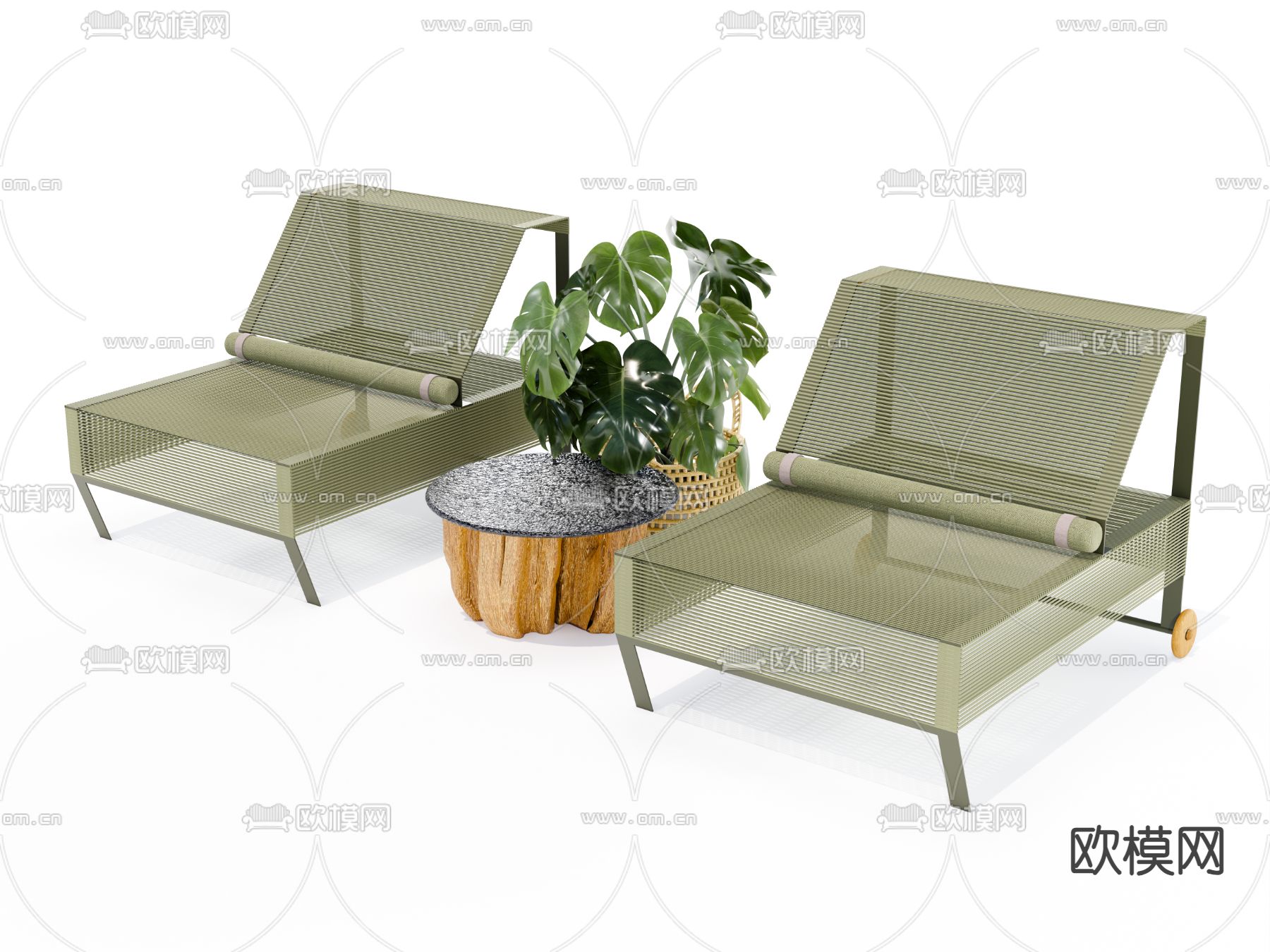 户外椅 躺椅su模型下载（渲染图1）