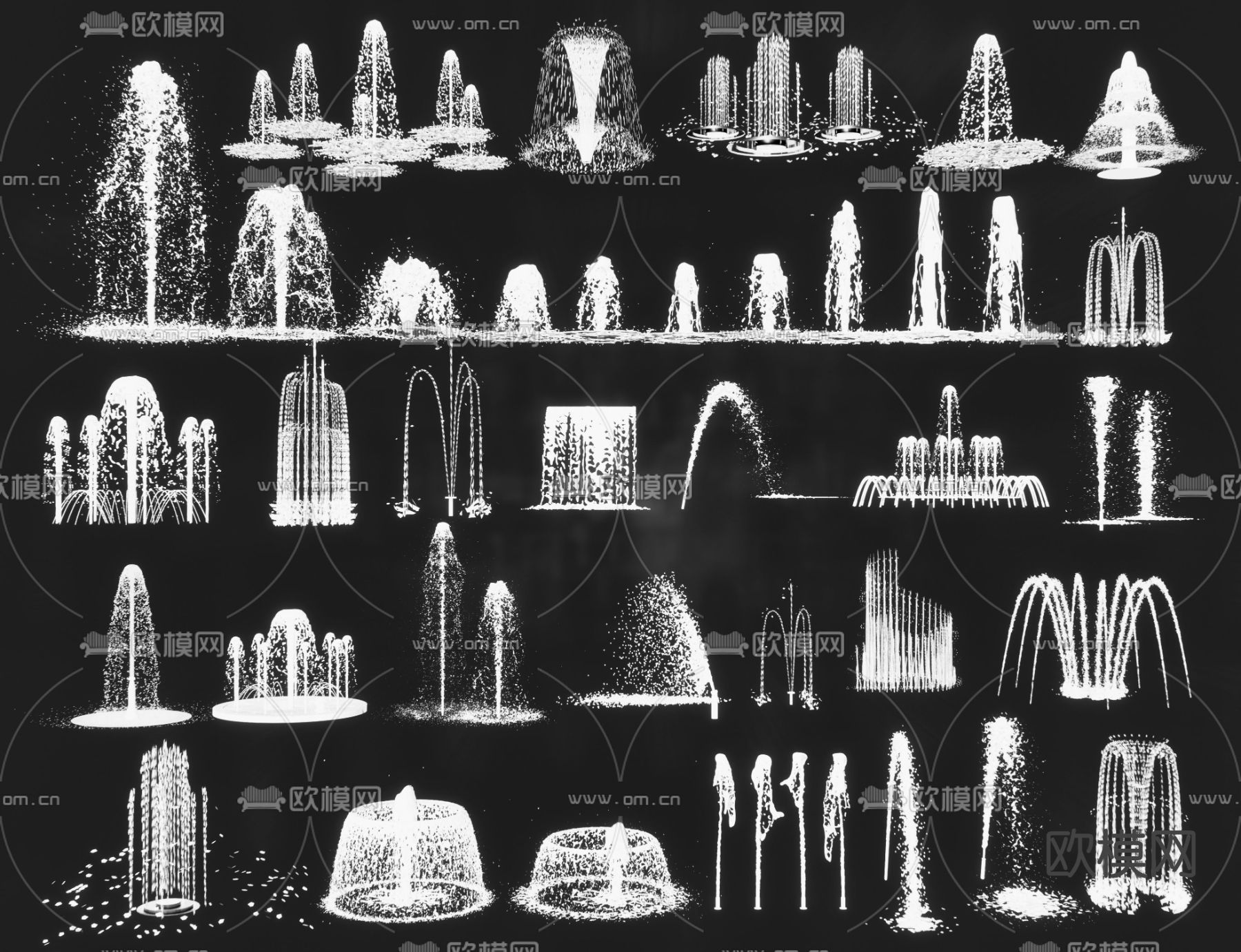 喷泉水景 涌泉 水花 跌水3d模型下载