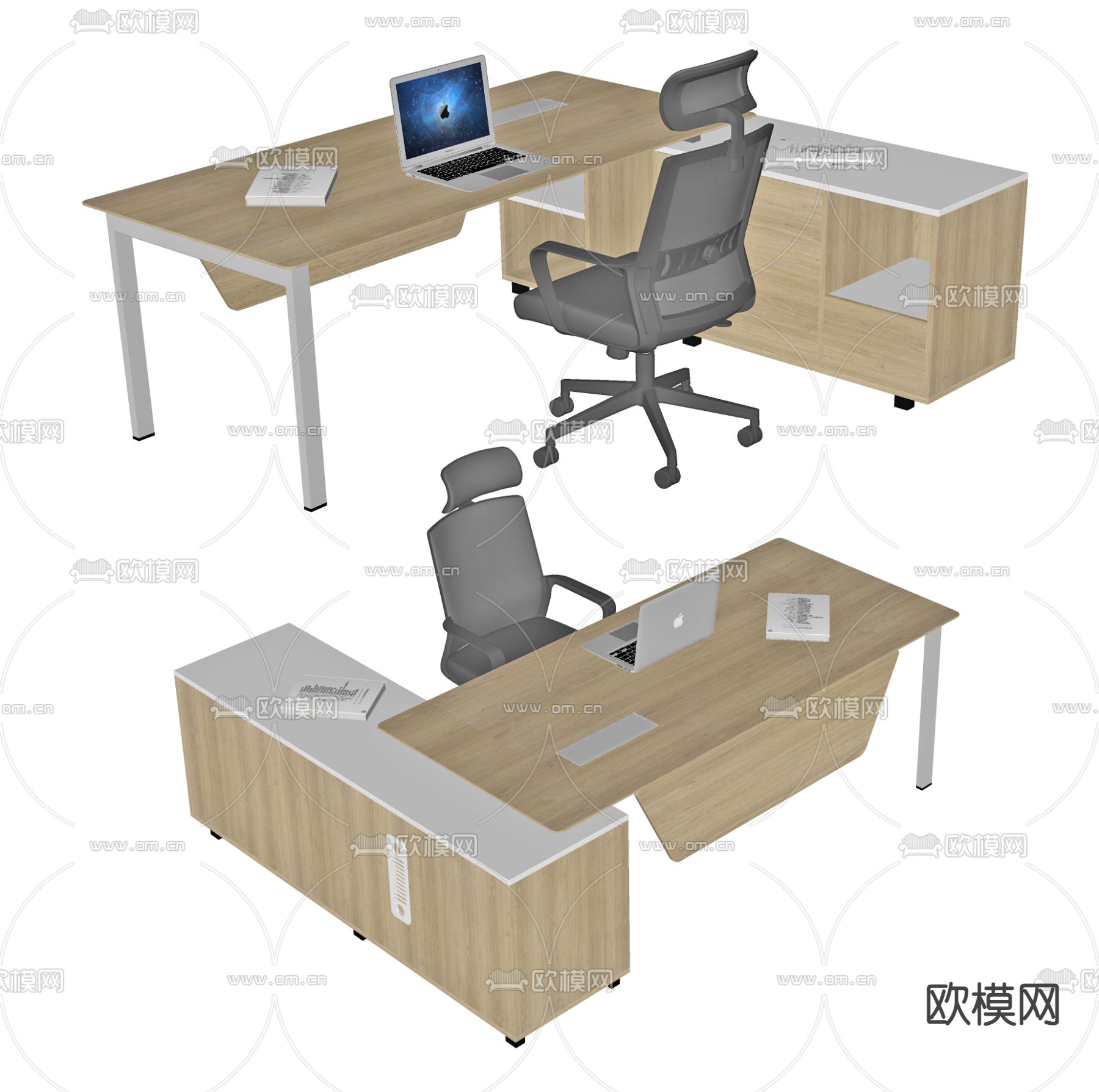 现代办公桌椅su模型下载（渲染图2）