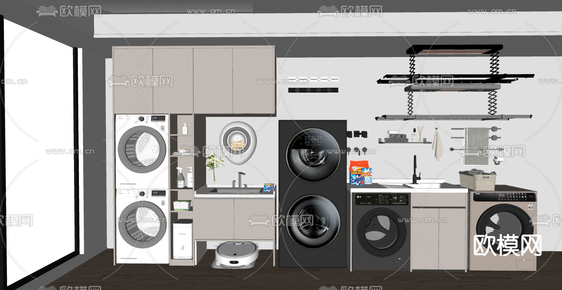 洗衣机柜su模型下载（渲染图2）
