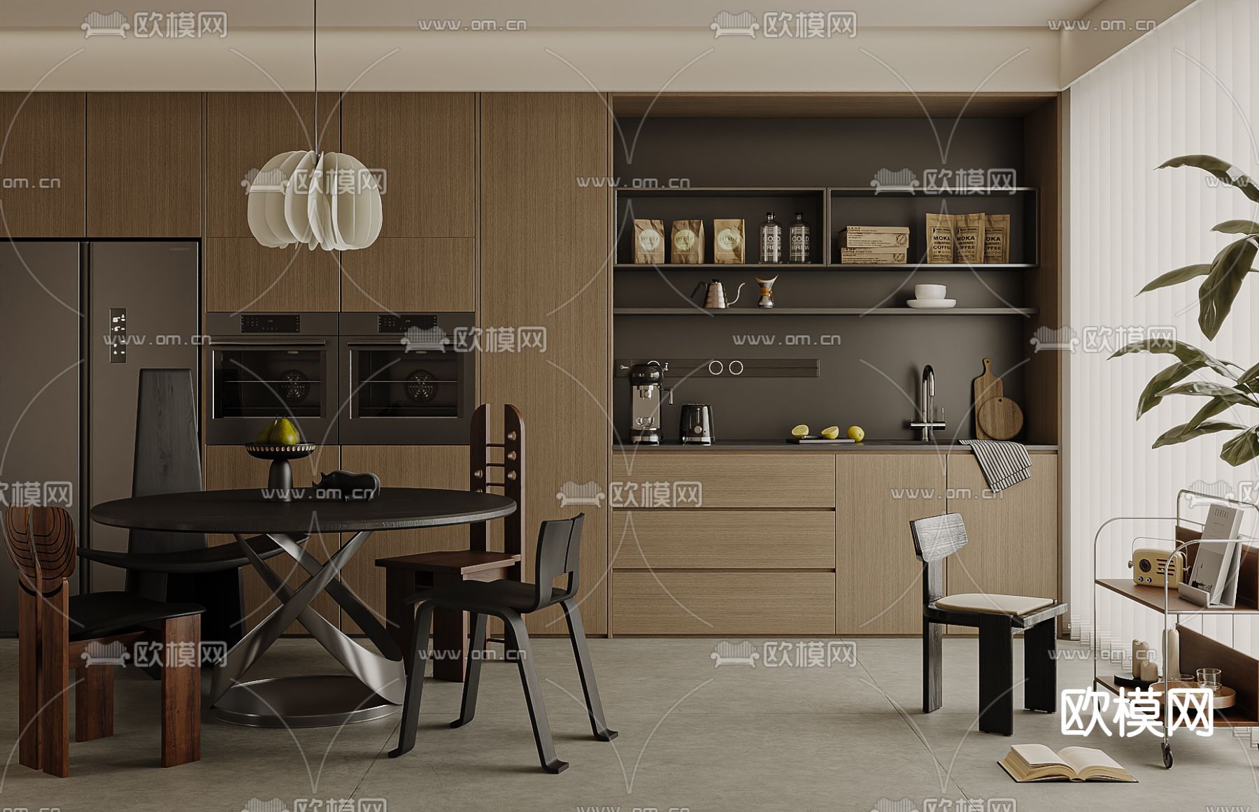 侘寂风厨房su模型下载（渲染图1）