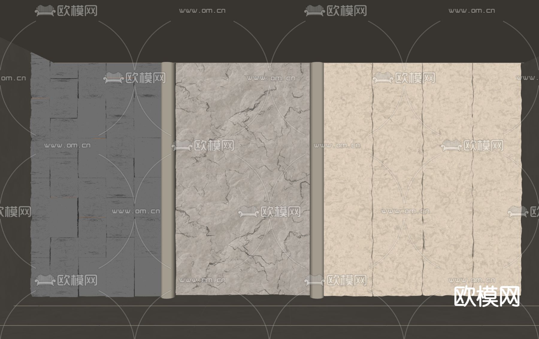 毛石墙 背景墙 石头墙 青条石su模型下载（渲染图2）