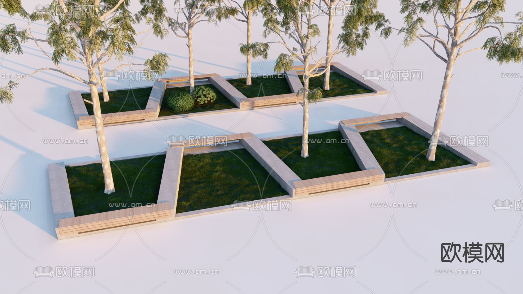 树池坐凳su模型下载（渲染图1）