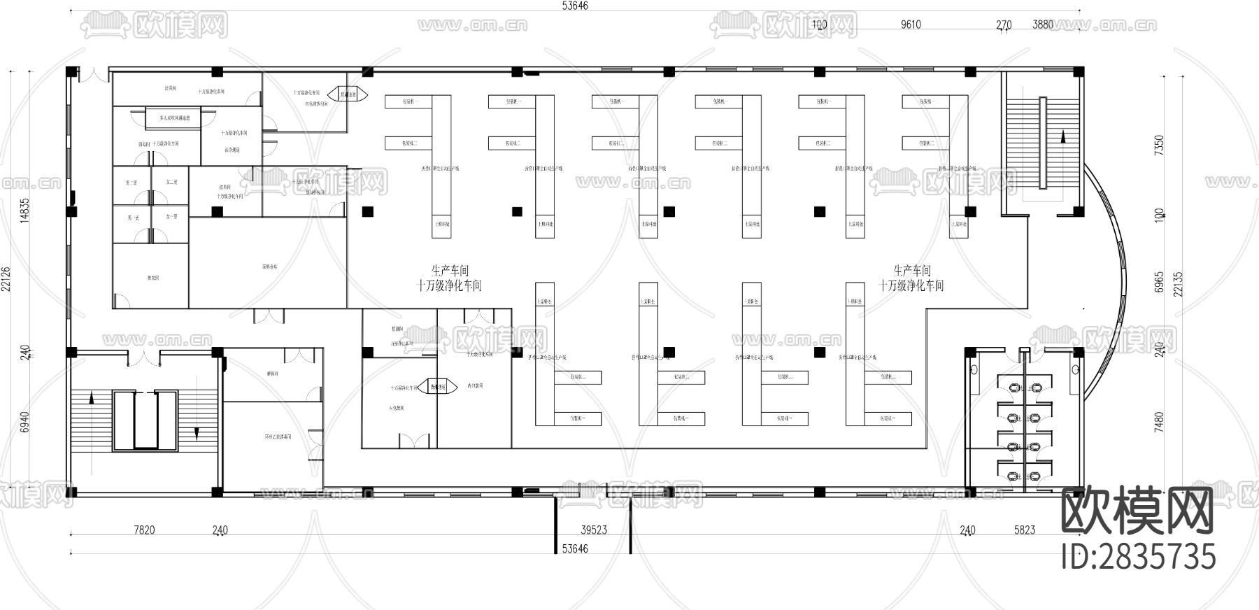 厂房口罩厂cad施工图下载（渲染图2）