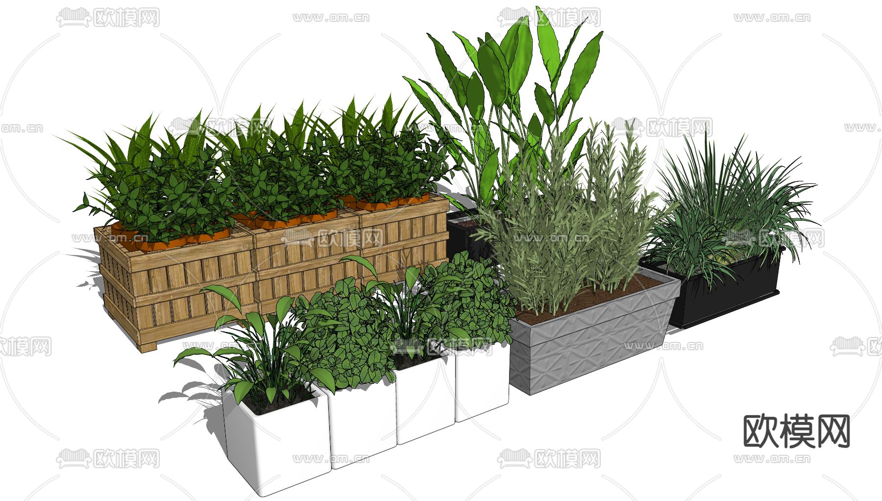 户外花坛 花箱su模型下载（渲染图2）