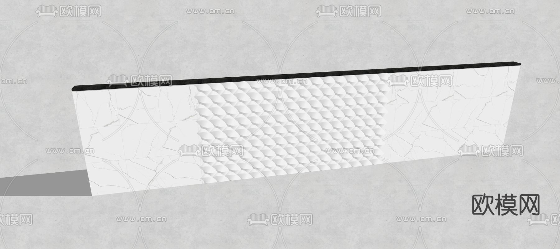 新中式围墙 石材景墙su模型下载（渲染图2）