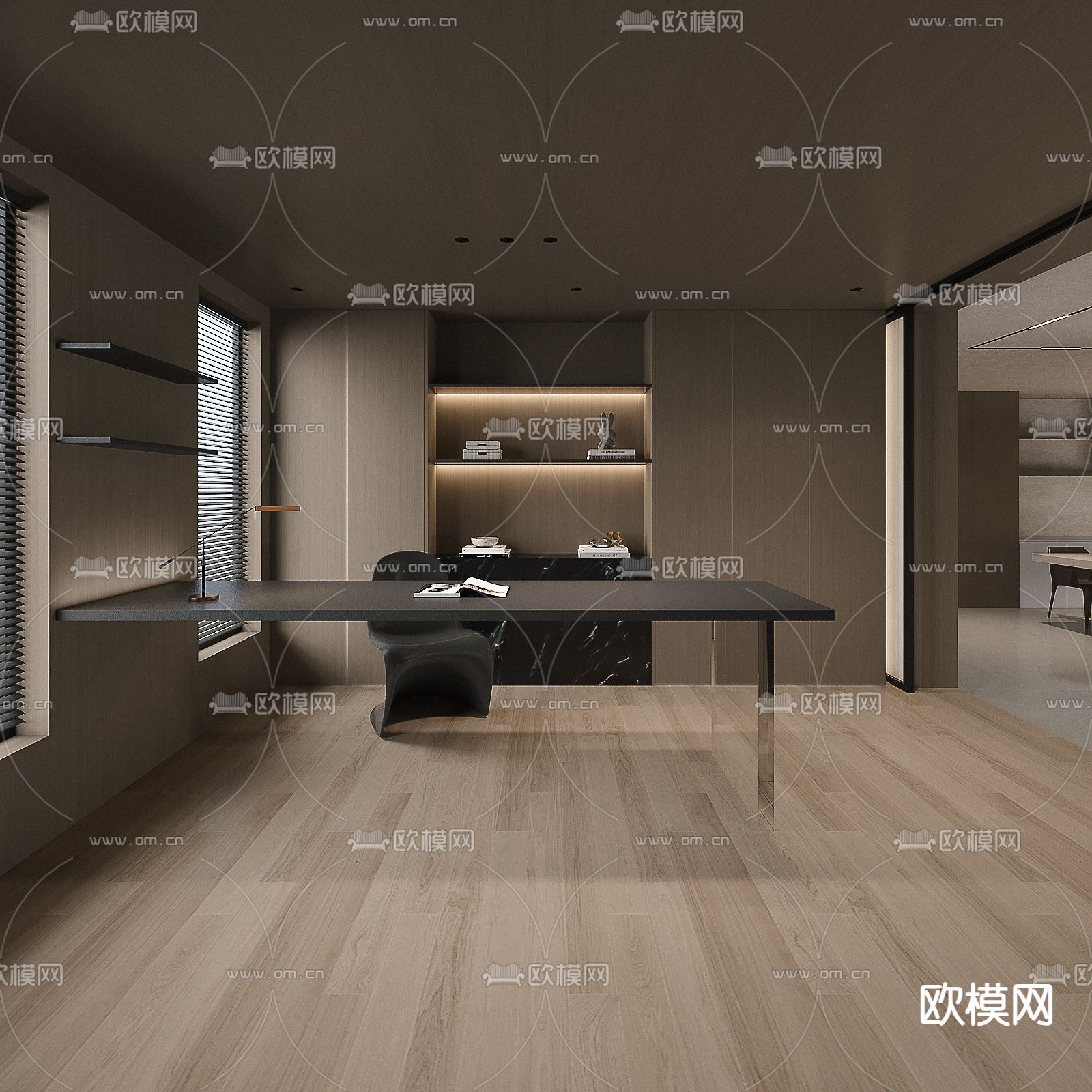 侘寂风别墅客厅su模型下载（渲染图5）