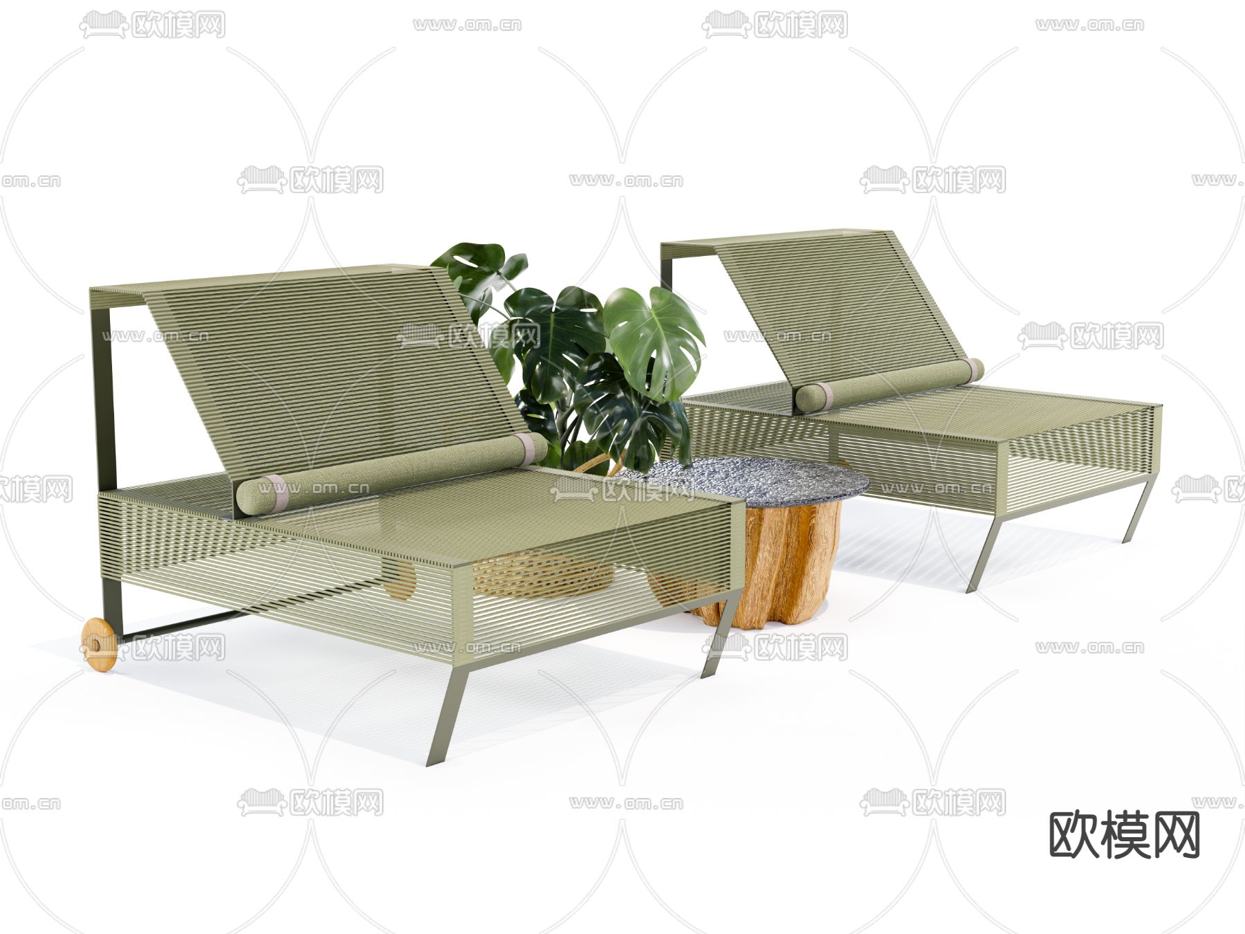 户外椅 躺椅su模型下载（渲染图3）