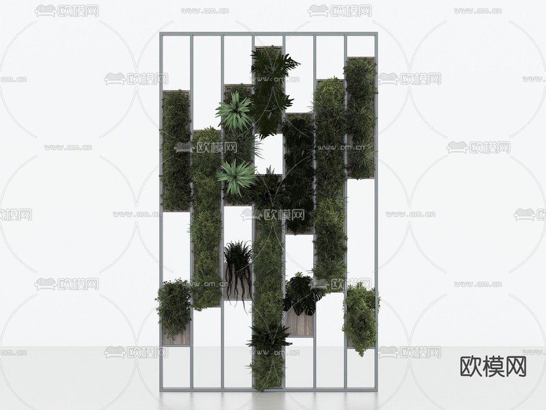 植物墙 隔断 苔藓墙su模型下载(渲染图2)