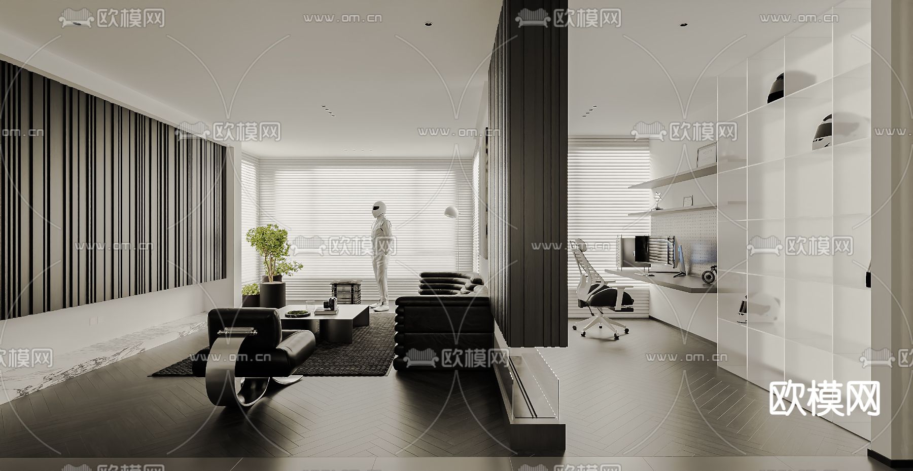 暗黑风客餐厅su模型下载（渲染图3）