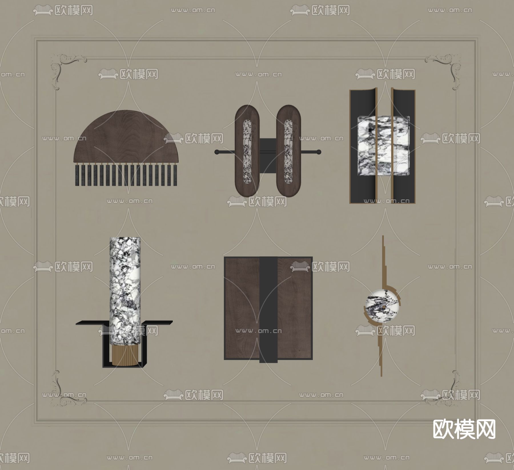 中古风壁灯su模型下载（渲染图2）